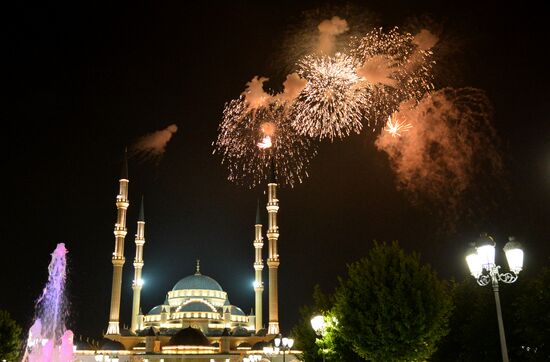 Fireworks in Grozny to celebrate Victory Day