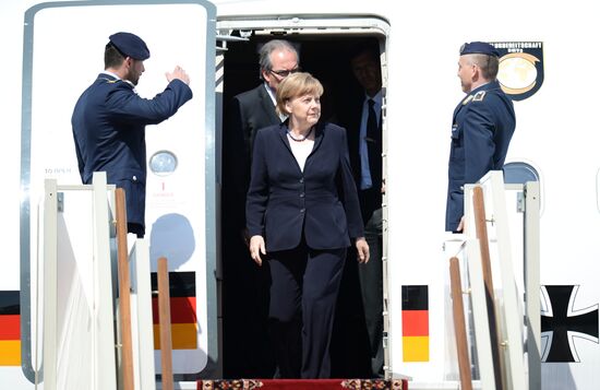 German Chancellor Angela Merkel arrives in Moscow