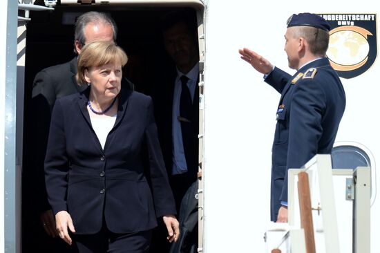 German Chancellor Angela Merkel arrives in Moscow