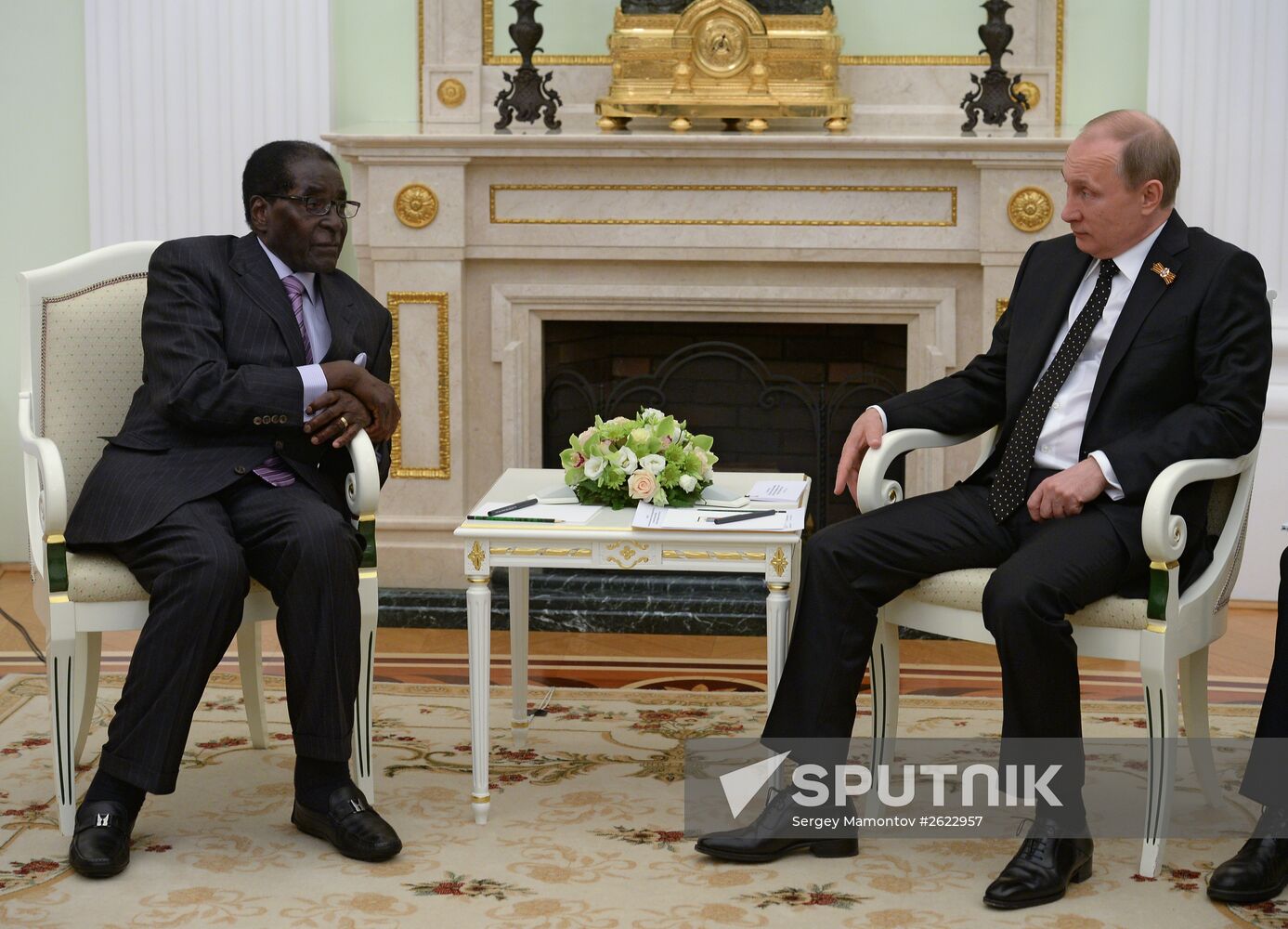 Russian President Vladimir Putin meets with President of Zimbabwe Robert Mugabe