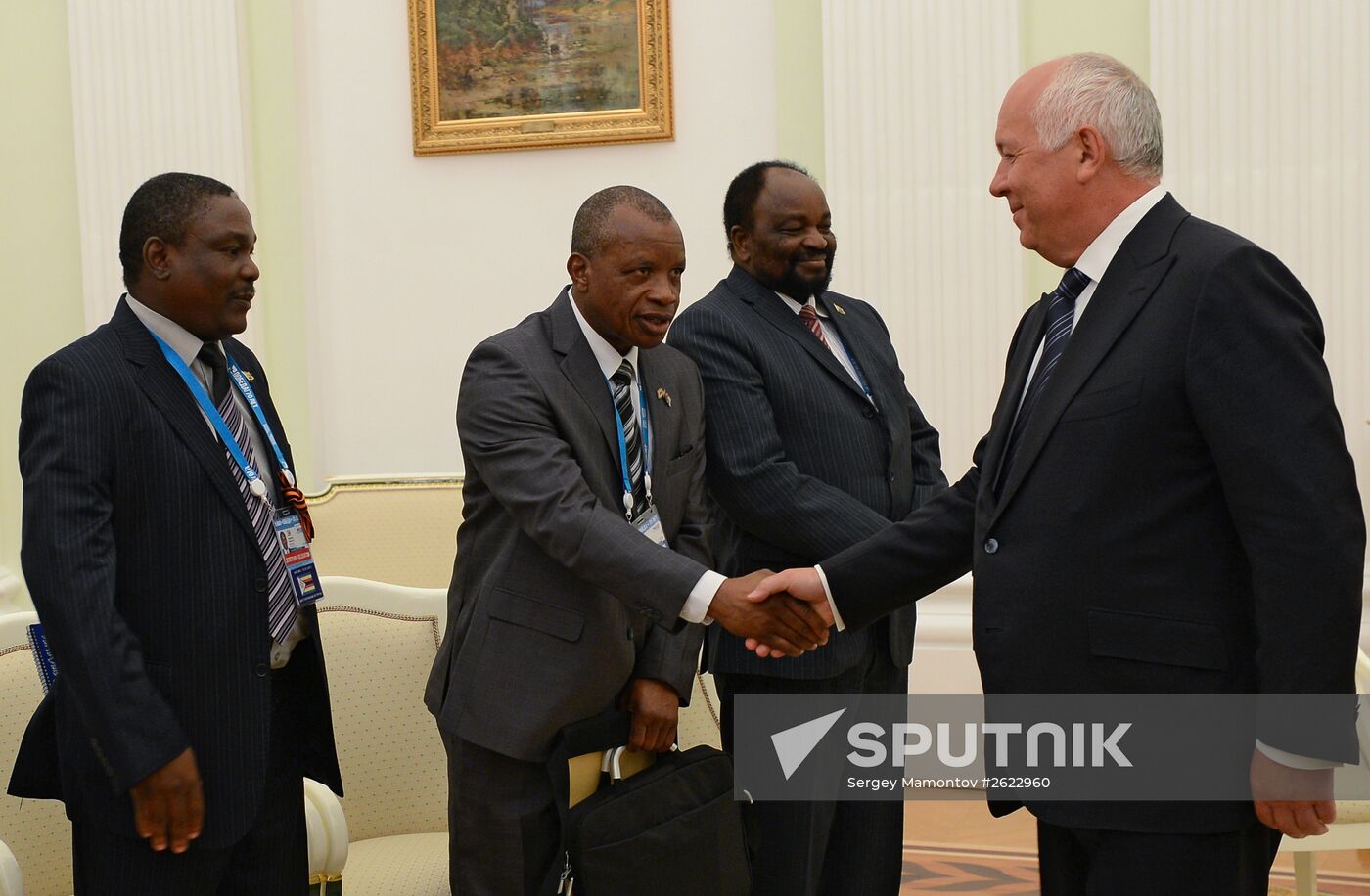 Russian President Vladimir Putin meets with President of Zimbabwe Robert Mugabe