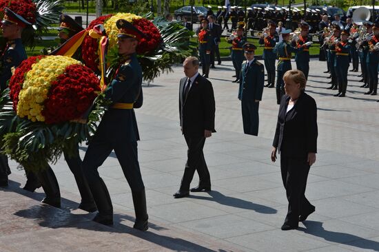 German Chancellor Angela Merkel arrives in Moscow