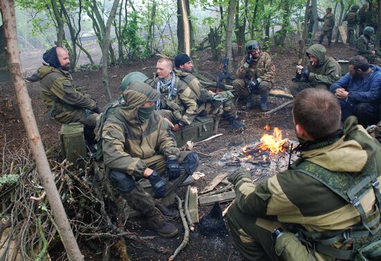 Exercise involving Vikings Motorized Rifle Battalion of the Donetsk People's Republic's self-defense forces