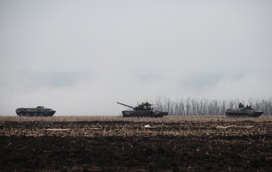 Exercise involving Vikings Motorized Rifle Battalion of the Donetsk People's Republic's self-defense forces