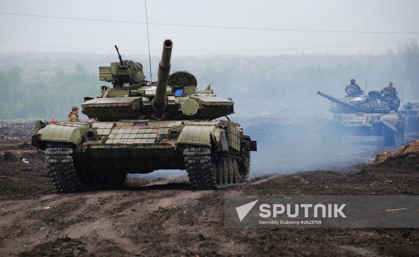 Exercise involving Vikings Motorized Rifle Battalion of the Donetsk People's Republic's self-defense forces