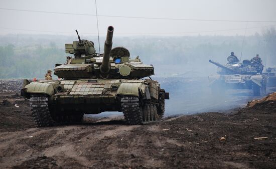 Exercise involving Vikings Motorized Rifle Battalion of the Donetsk People's Republic's self-defense forces