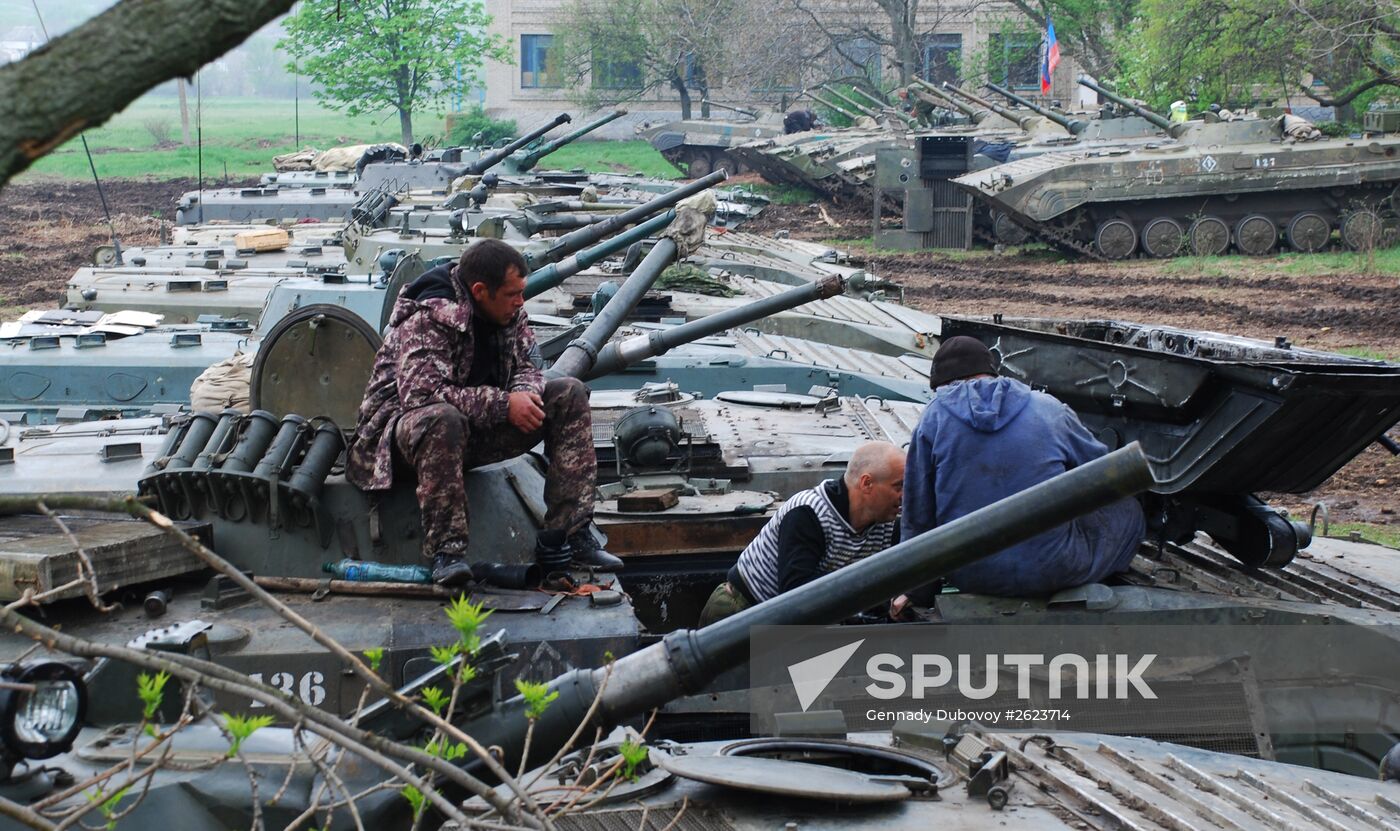Exercise involving Vikings Motorized Rifle Battalion of the Donetsk People's Republic's self-defense forces