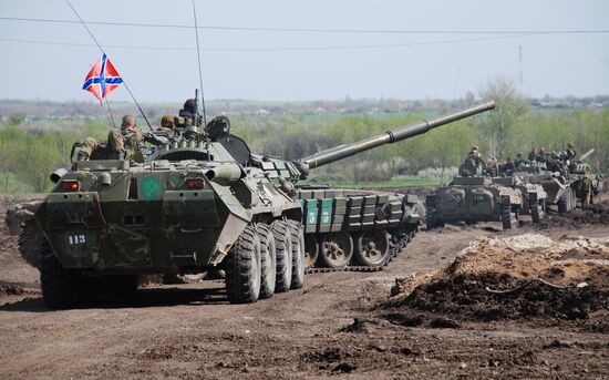 Exercise involving Vikings Motorized Rifle Battalion of the Donetsk People's Republic's self-defense forces