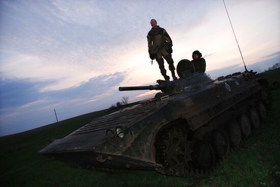 Exercise involving Vikings Motorized Rifle Battalion of the Donetsk People's Republic's self-defense forces