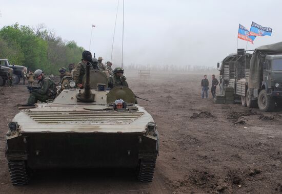 Exercise involving Vikings Motorized Rifle Battalion of the Donetsk People's Republic's self-defense forces