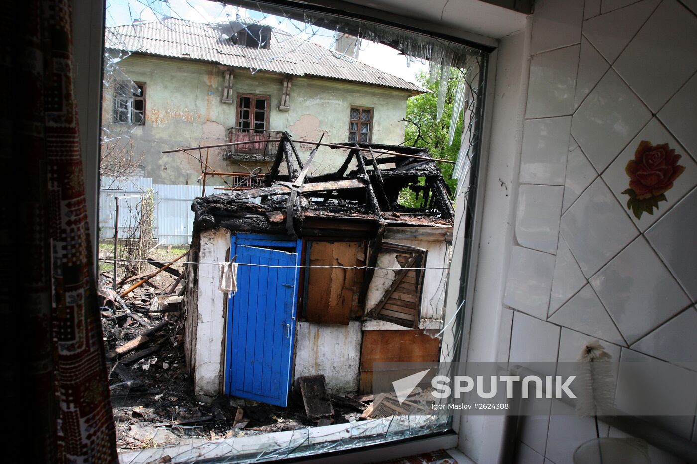 Aftermath of artillery attack on Horlivka, Donetsk Region
