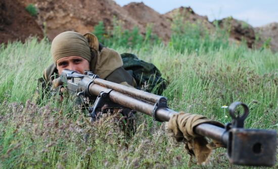 Fighters of Vikings battalion near village of Belokamenka, Donetsk region