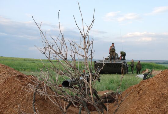 Fighters of Vikings battalion near village of Belokamenka, Donetsk region