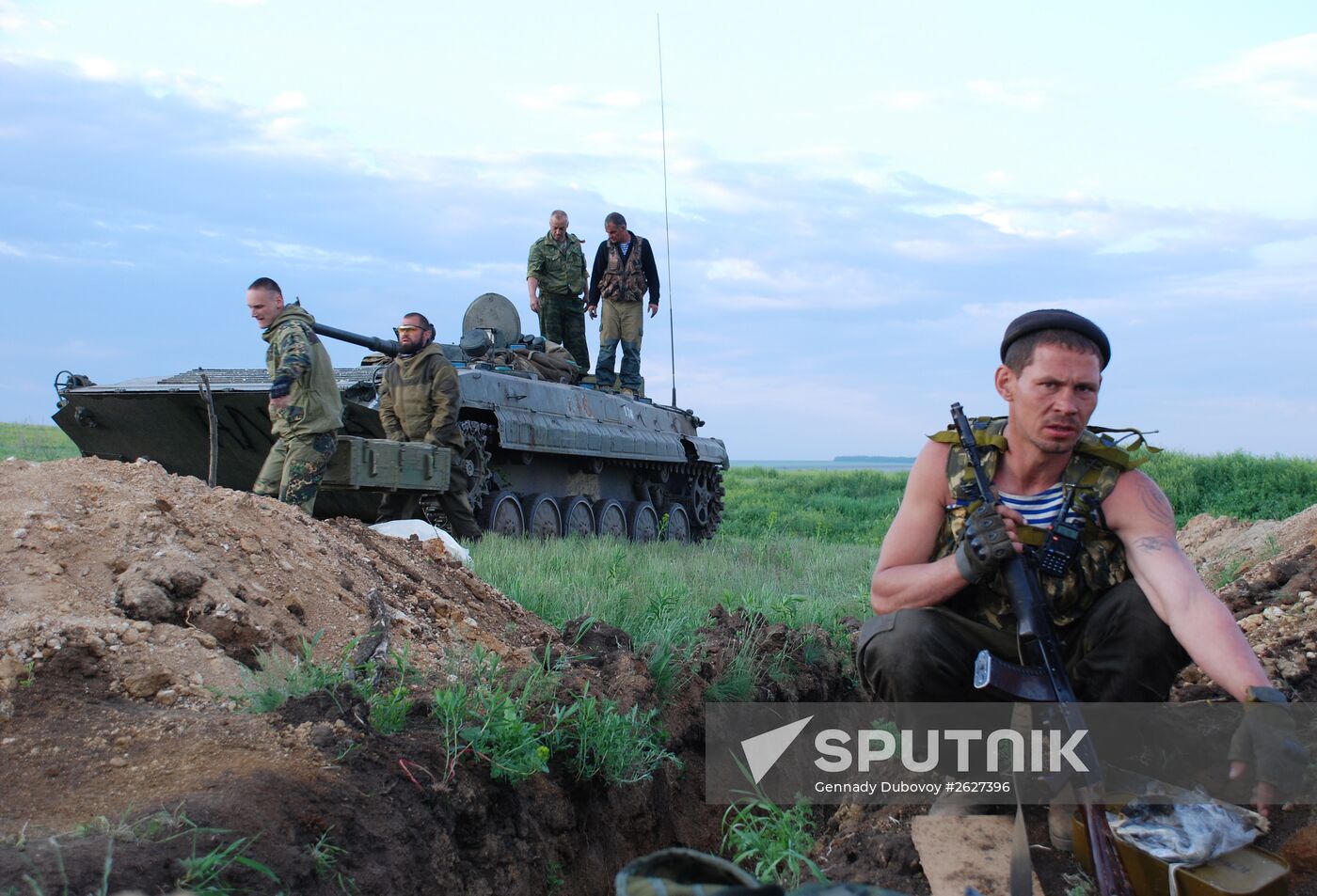Fighters of Vikings battalion near village of Belokamenka, Donetsk region