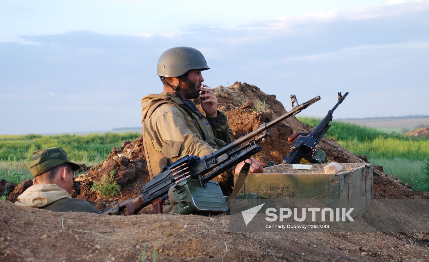 Fighters of Vikings battalion near village of Belokamenka, Donetsk region