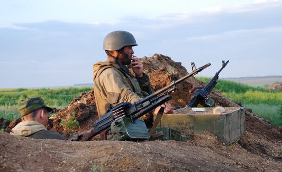 Fighters of Vikings battalion near village of Belokamenka, Donetsk region