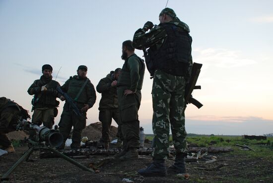 Fighters of Vikings battalion near village of Belokamenka, Donetsk region