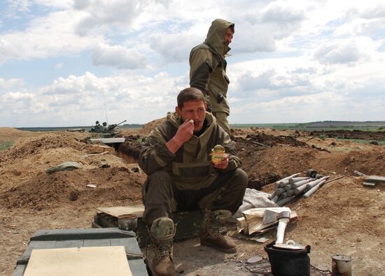 Fighters of Vikings battalion near village of Belokamenka, Donetsk region