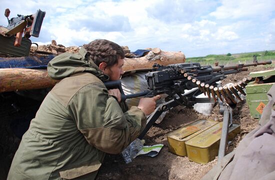 Fighters of Vikings battalion near village of Belokamenka, Donetsk region