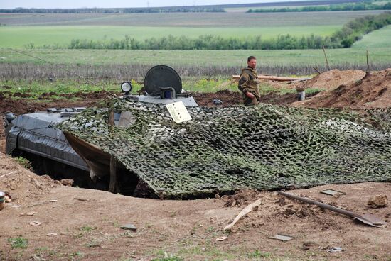Fighters of Vikings battalion near village of Belokamenka, Donetsk region