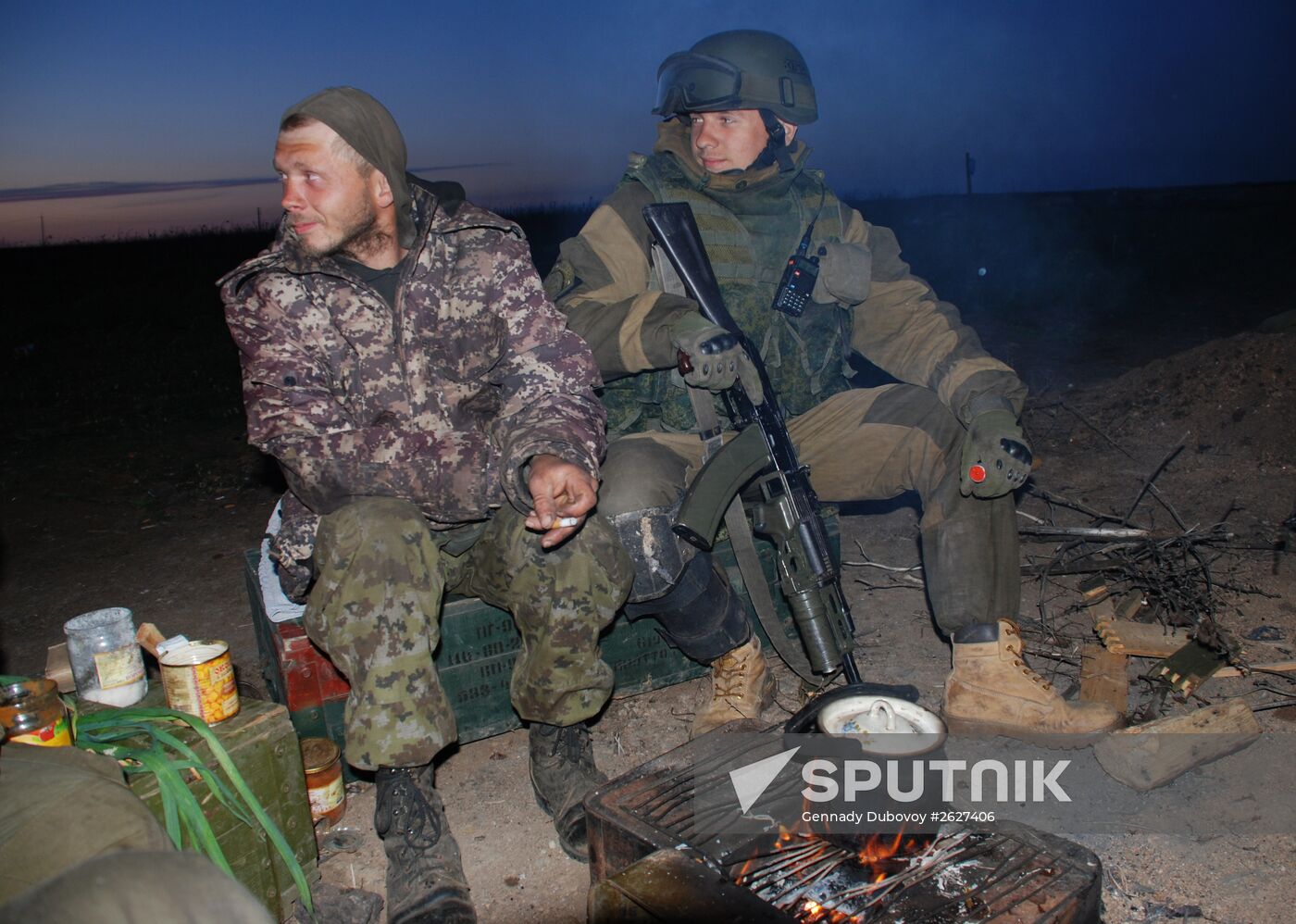 Fighters of Vikings battalion near village of Belokamenka, Donetsk region