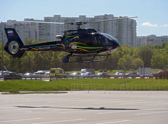 Helicopters arrive for HeliRussia 2015 expo