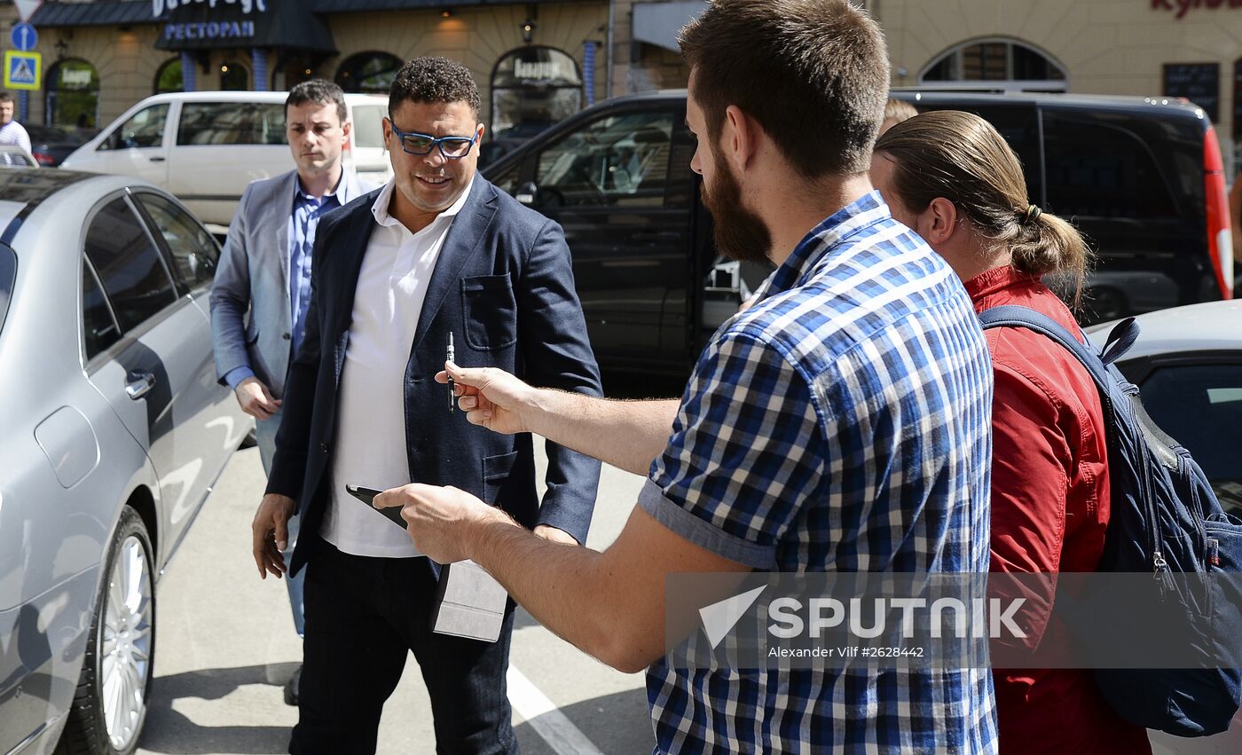 News conference by Brazilian ex-footballer Ronaldo
