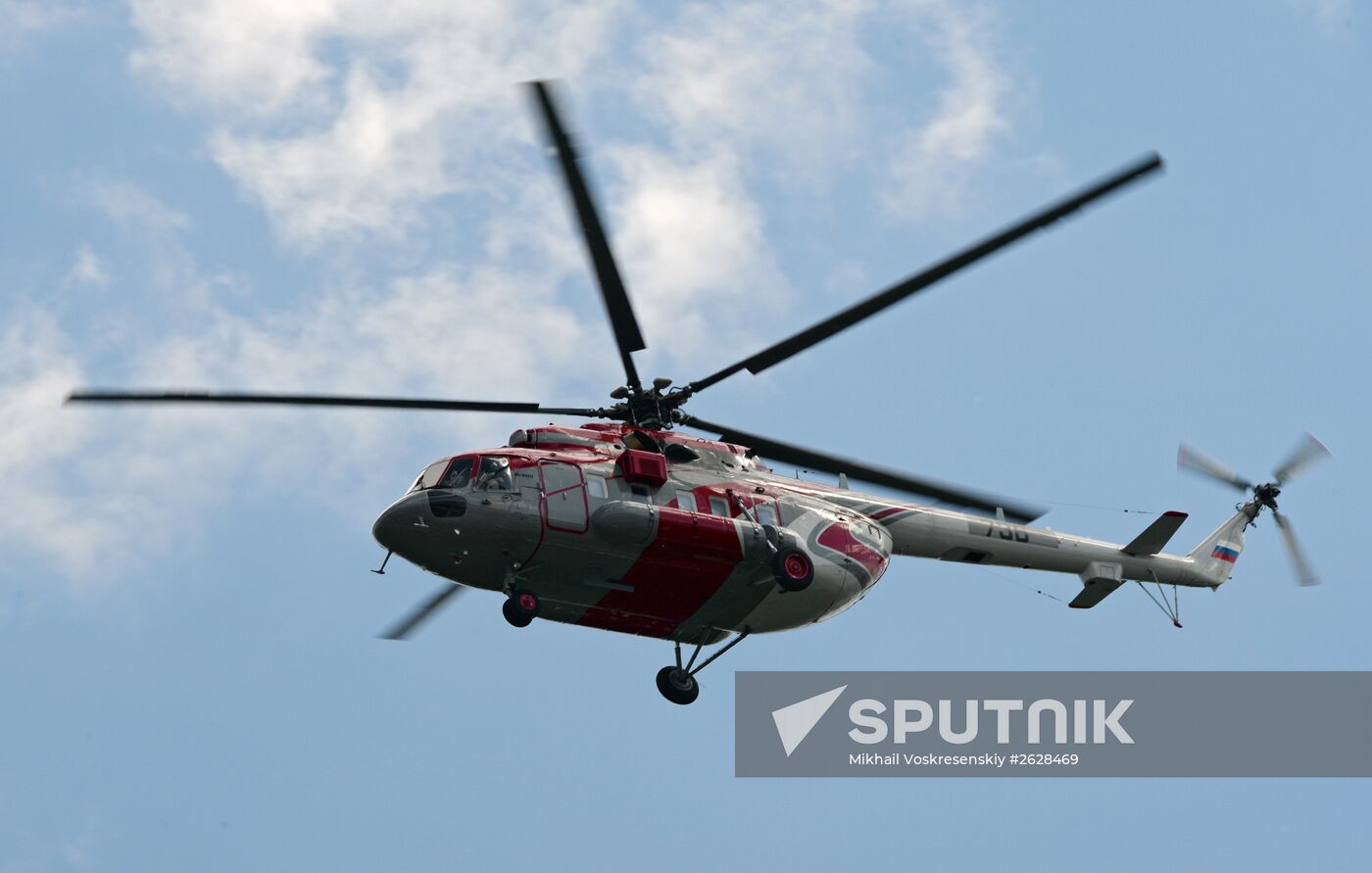 Helicopters arrive for HeliRussia 2015 expo