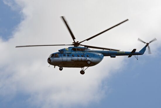 Helicopters arrive for HeliRussia 2015 expo