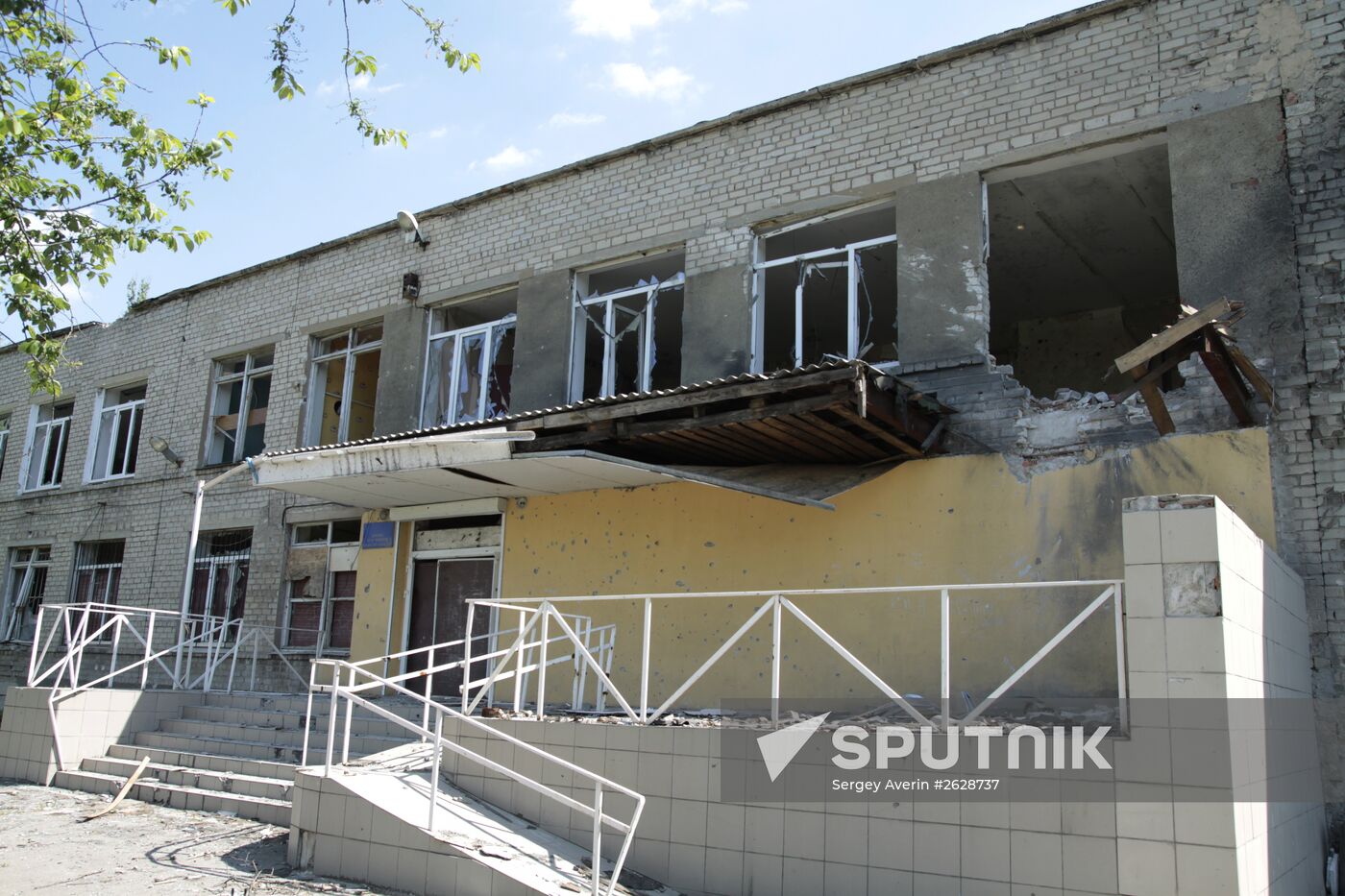 Demolished buildings at Oktyabrsky village near Donetsk Airpot