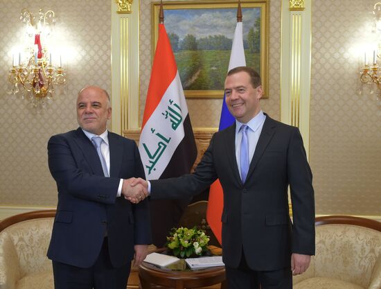 Russian Prime Minister Dmitry Medvedev meets with Prime Minister of Iraq Haider al-Abadi