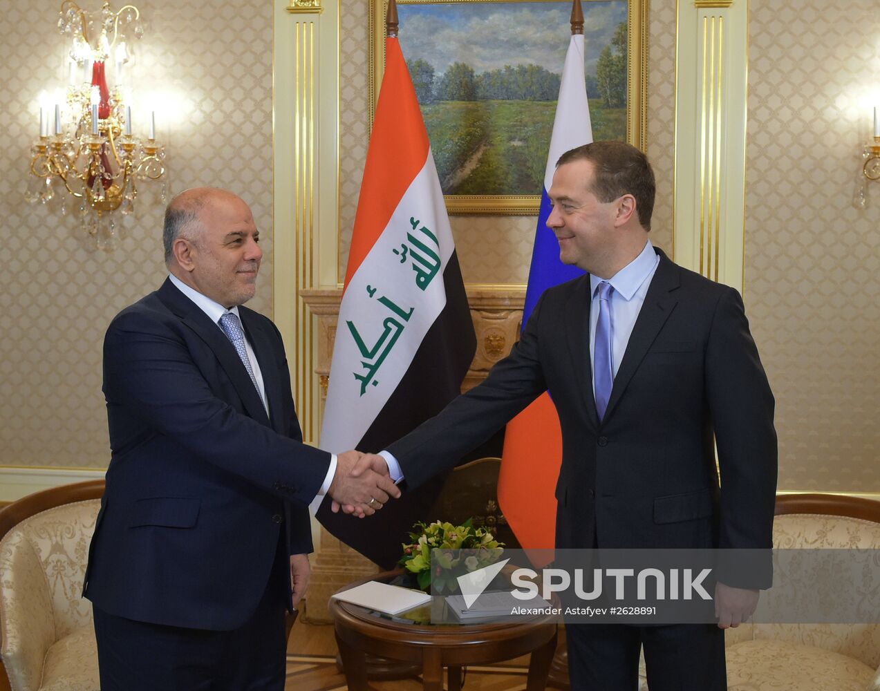 Russian Prime Minister Dmitry Medvedev meets with Prime Minister of Iraq Haider al-Abadi