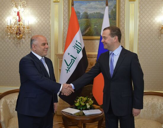 Russian Prime Minister Dmitry Medvedev meets with Prime Minister of Iraq Haider al-Abadi