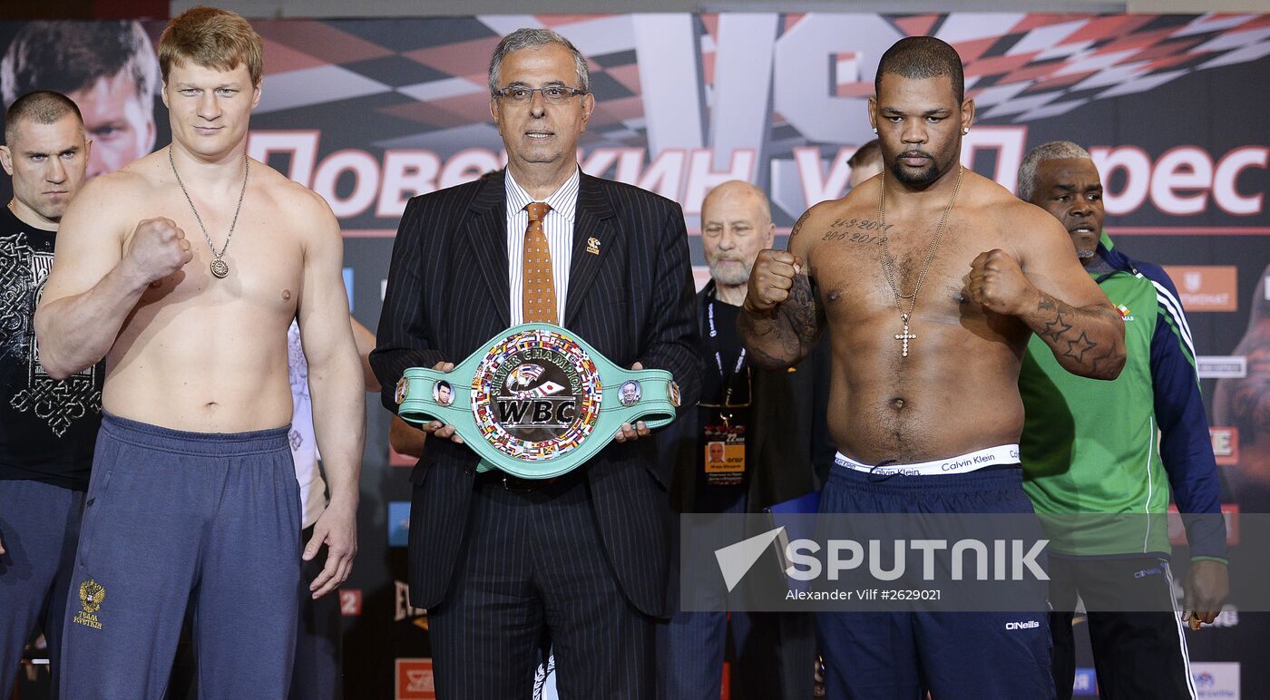 Boxing. Official weigh-ins of Alexander Povetkin and Mike Perez