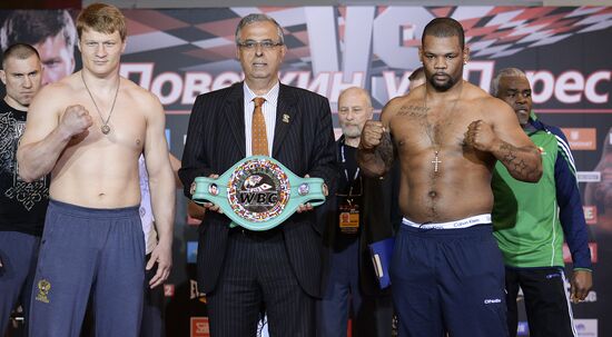 Boxing. Official weigh-ins of Alexander Povetkin and Mike Perez