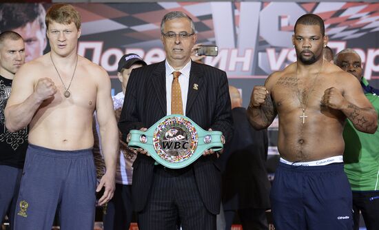 Boxing. Official weigh-ins of Alexander Povetkin and Mike Perez