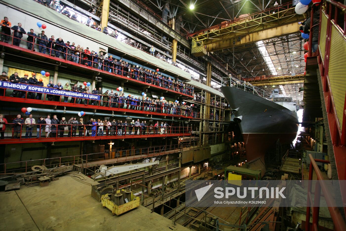 The Sovershenny corvette floated out in Komsomolsk-on-Amur