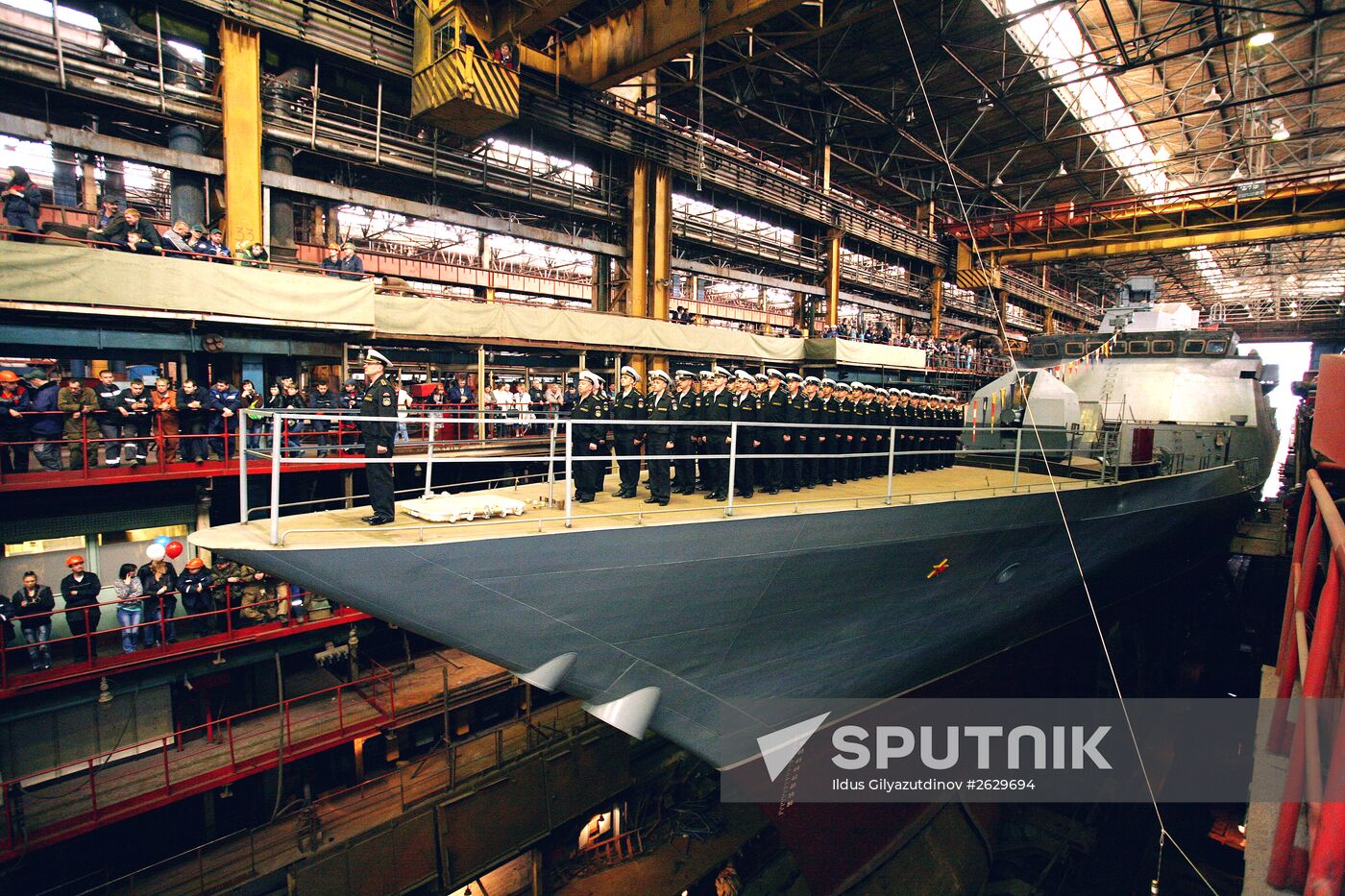 The Sovershenny corvette floated out in Komsomolsk-on-Amur