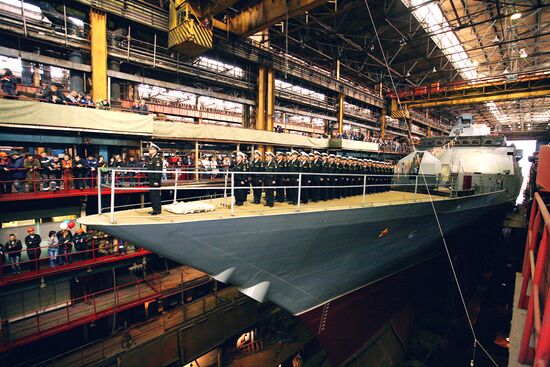 The Sovershenny corvette floated out in Komsomolsk-on-Amur