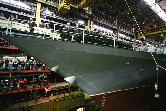 The Sovershenny corvette floated out in Komsomolsk-on-Amur