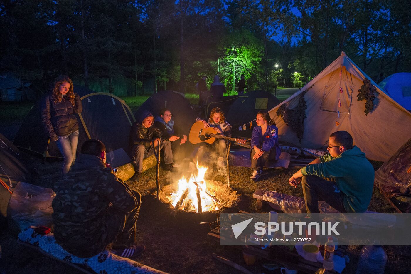 Regional gathering of students' teams in Birch Grove camp in town of Andreyevka, Omsk Region