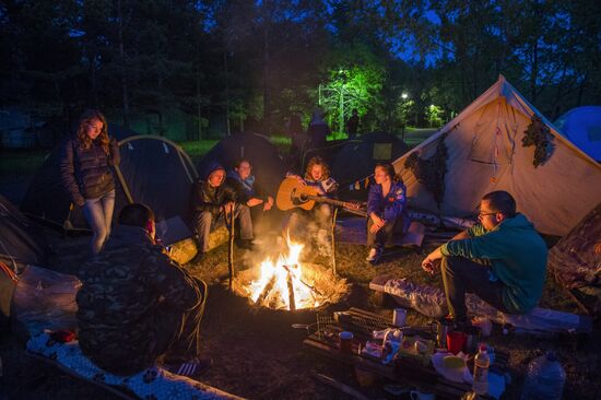 Regional gathering of students' teams in Birch Grove camp in town of Andreyevka, Omsk Region