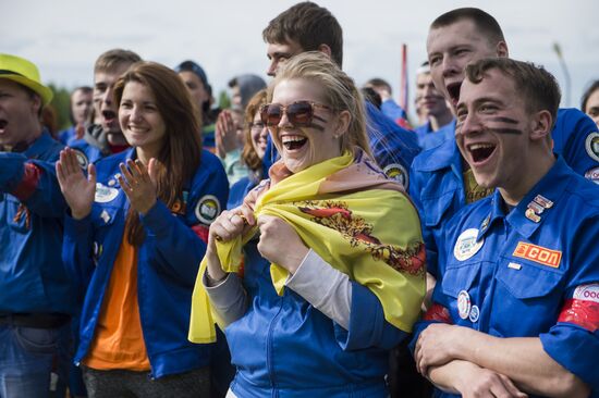 Regional gathering of students' teams in Birch Grove camp in town of Andreyevka, Omsk Region