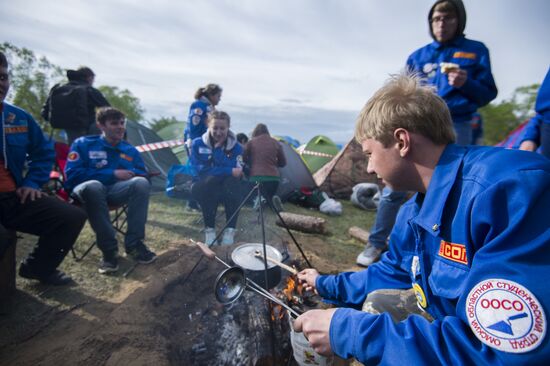 Regional gathering of students' teams in Birch Grove camp in town of Andreyevka, Omsk Region