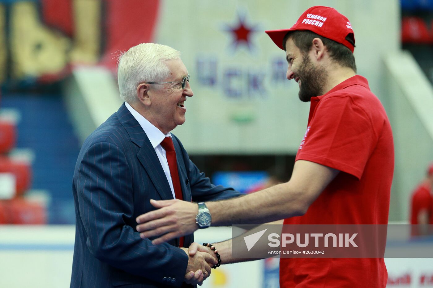 KHL championship medal award ceremony for CSKA players