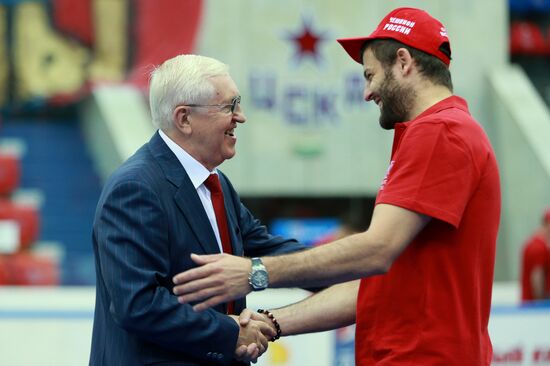 KHL championship medal award ceremony for CSKA players