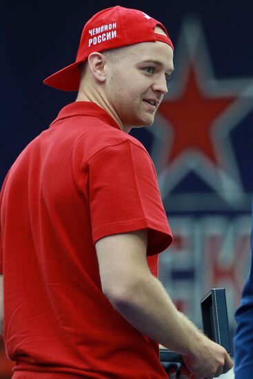 KHL championship medal award ceremony for CSKA players