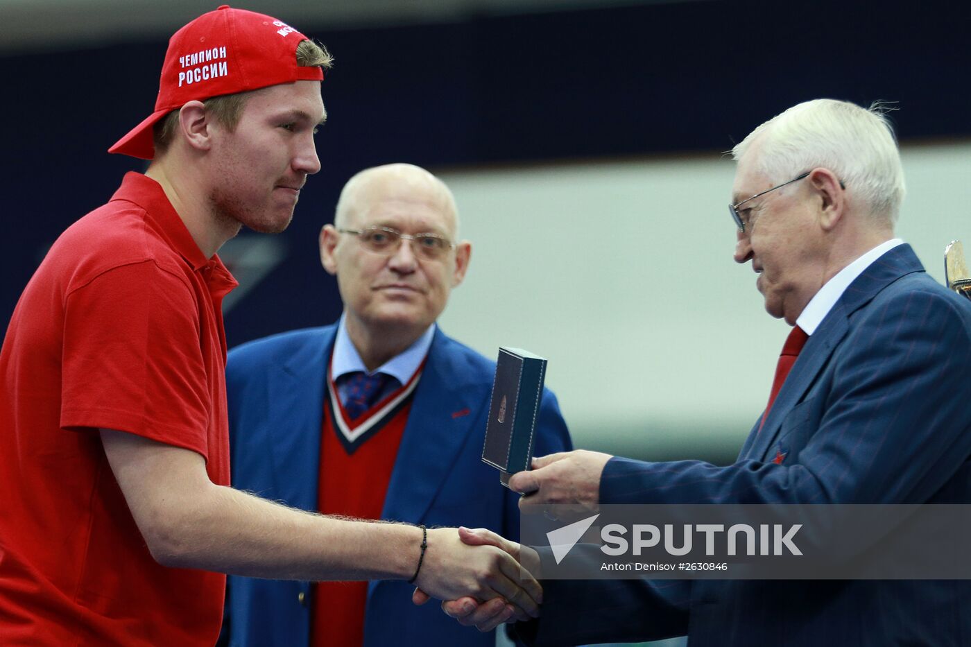 KHL championship medal award ceremony for CSKA players