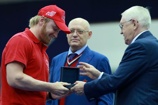 KHL championship medal award ceremony for CSKA players