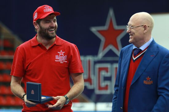 KHL championship medal award ceremony for CSKA players